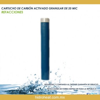 Venta de CARTUCHO DE CARBON ACTIVADO GRANULAR DE 20 MICRAS