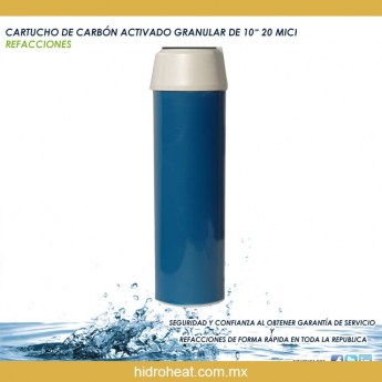 Venta de CARTUCHO DE CARBON ACTIVADO GRANULAR DE 10 PULGADAS 20 MICRAS