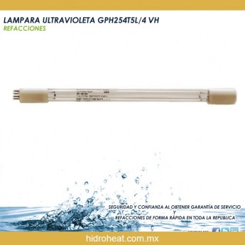 Venta de	LAMPARA ULTRAVIOLETA GPH254T5L 4 VH REFACCION DE PURIFICADOR DE AGUA CON LUZ UV
