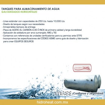 Venta de	TANQUE HORIZONTAL GALVANIZADO 2000 LTS