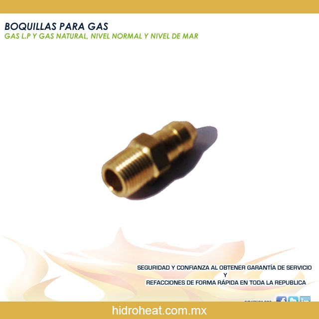 venta de refacciones para calentadores BOQUILLA P/GAS L.P. A NIVEL NORMAL QUEMADOR DE FLAUTA