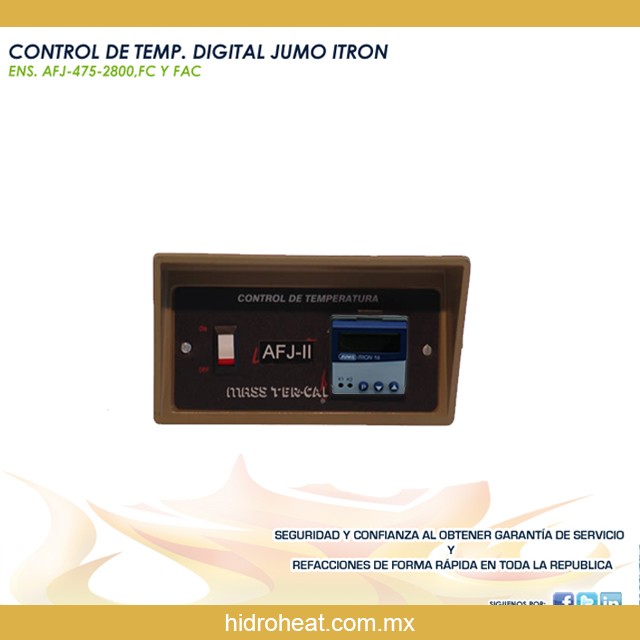 venta de refacciones para calentadores	CONTROL DE TEMP DIGITAL JUMO ITRON ENS AFJ 475 2800 FC Y FAC SIN LEDS