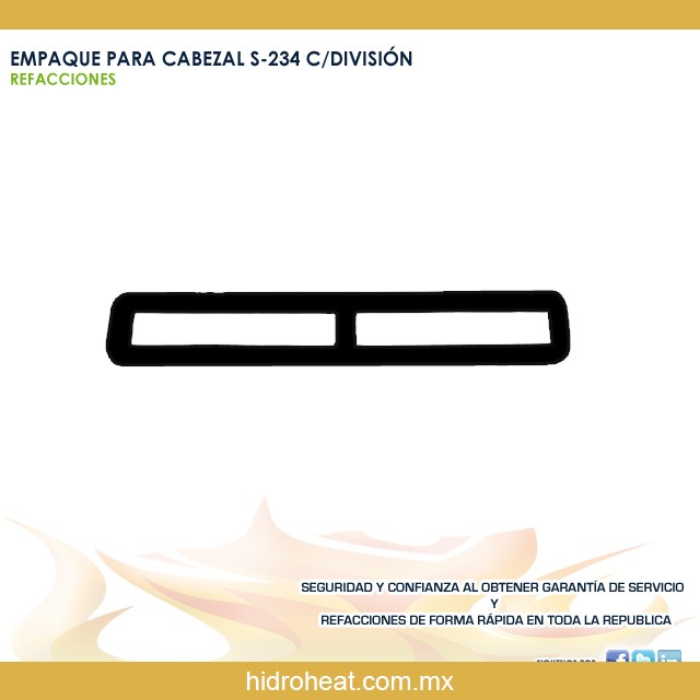 venta de refacciones para calentadores EMPAQUE PARA CABEZAL S - 234 CON DIVISION