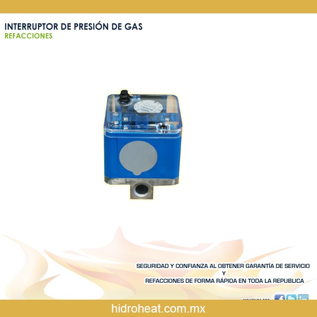 venta de refacciones para calentadores INTERRUPTOR DE PRESION DE GAS PARA CALENTADORES MASSTERCAL LC II 700 - LC II 2800