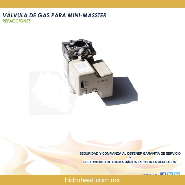 venta de refacciones para calentadores VALVULA DE GAS PARA MINI MASSTER